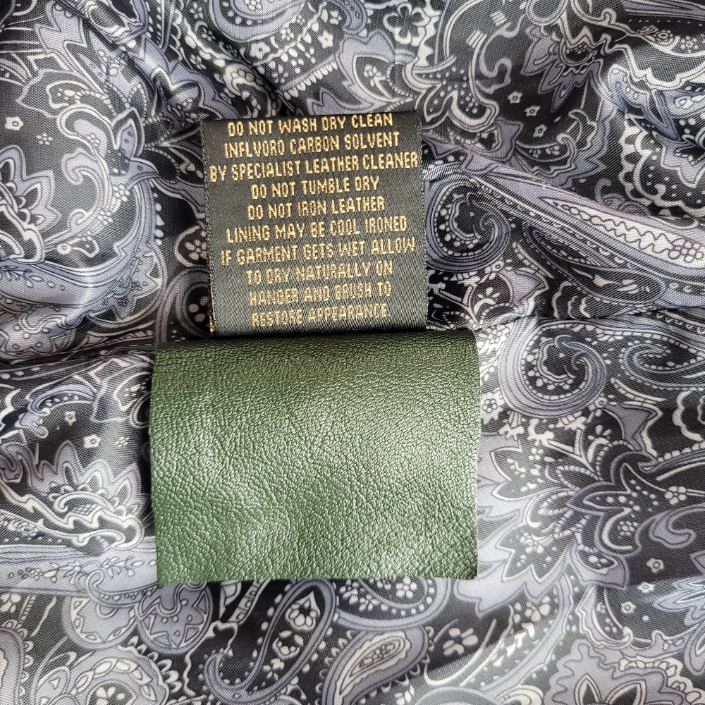 Sara Leather “Experience the Fashion” 100% Genuine Lambskin Green Moto Jacket XS - Picture 14 of 15